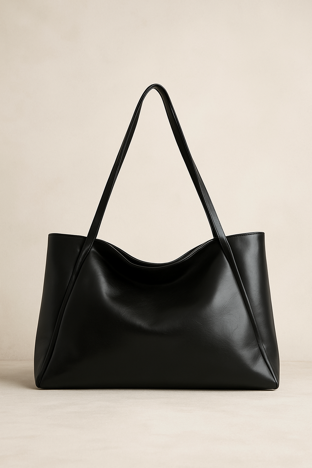 Large Capacity Leather Tote Bag - Black
