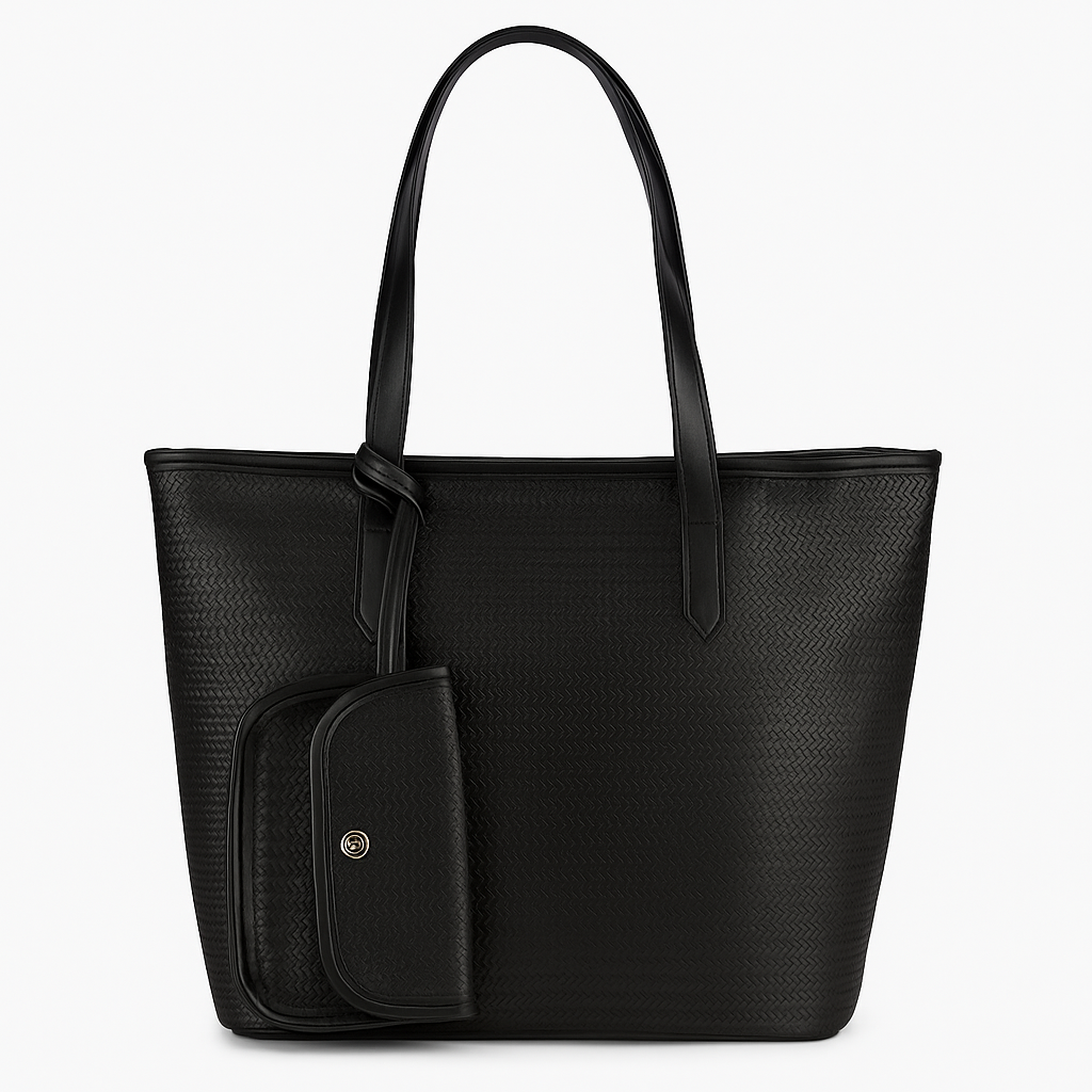 Leather Minimalist Tote - Black