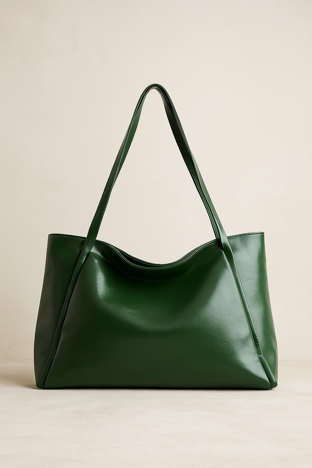 Large Capacity Leather Tote Bag - Olive