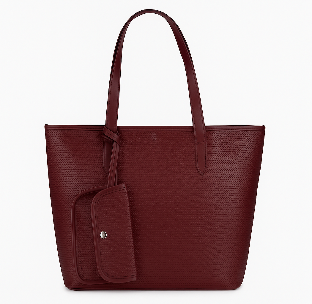 Leather Minimalist Tote - Burgundy