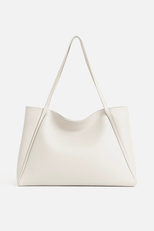 Large Capacity Leather Tote Bag - White