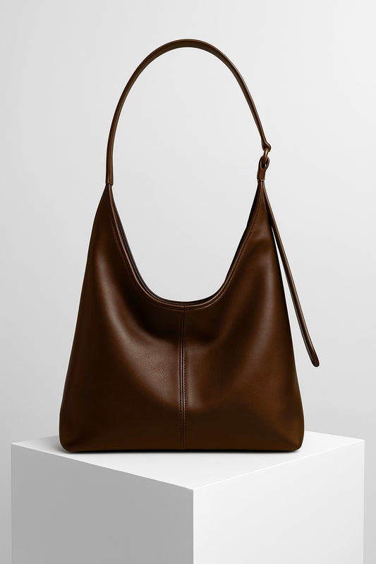 Wide Tote Bag - Brown
