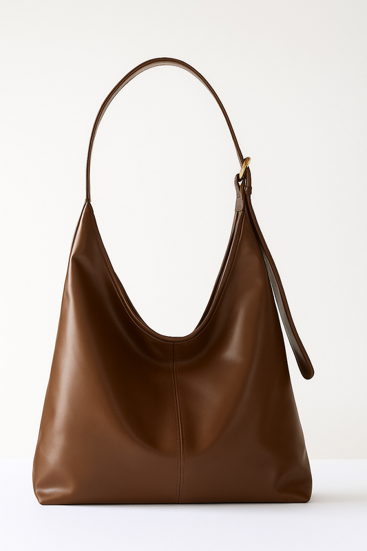 Wide Tote Bag - Brown