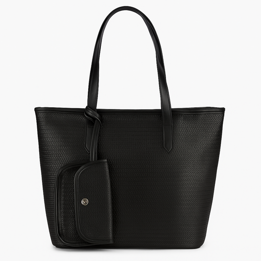 Leather Minimalist Tote - Black