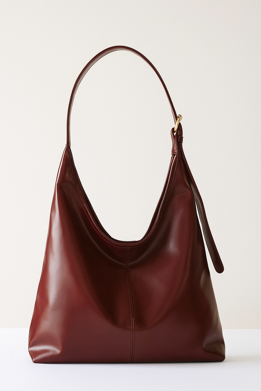 Wide Tote Bag - Burgundy