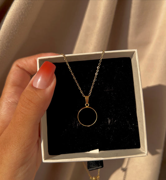 Circle Black Gold Plated Necklace