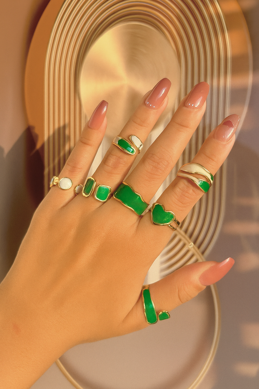Gold & Royal Green Rings